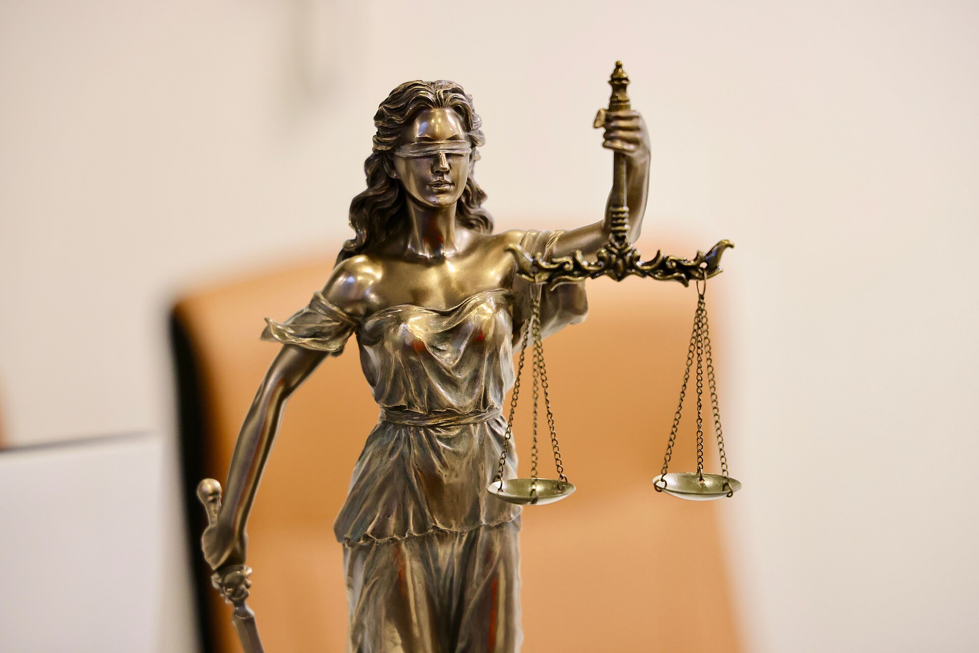 Lady Justice statue holding scales